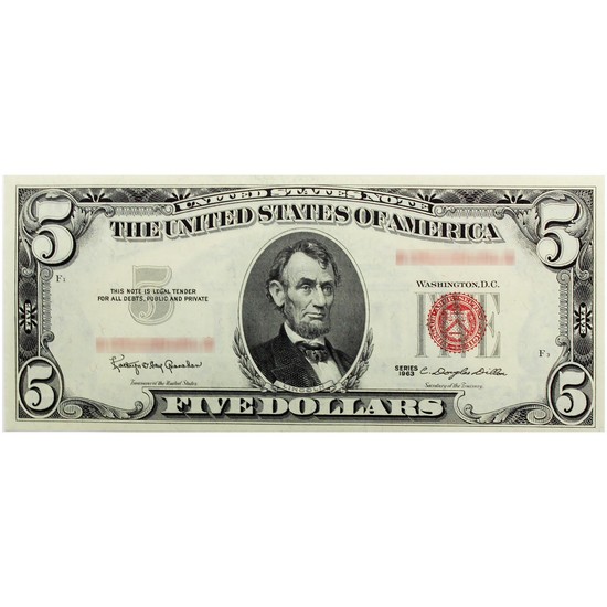 Series 1963 $5 Red Seal Legal Tender Note CU Condition