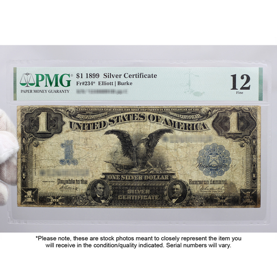 1899 $1 Silver Certificate Black Eagle Fine 12 PMG