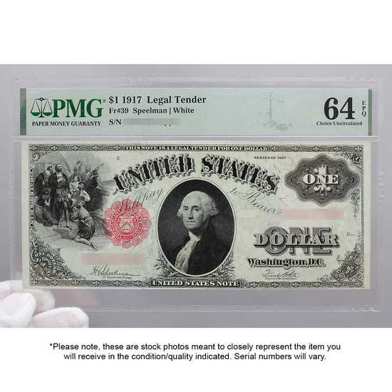 1917 $1 US Legal Tender Note 64 EPQ PMG