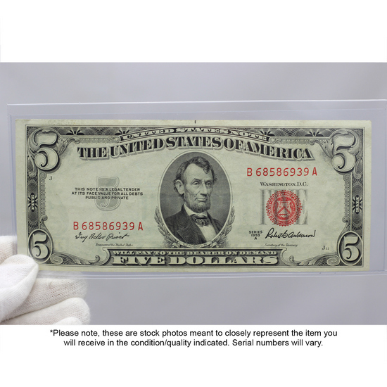 Series 1953 $5 Red Seal Legal Tender Note EF/AU Condition