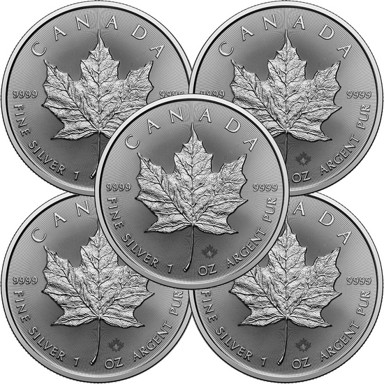 2025 Canada Silver Maple Leaf 1oz BU Coin 5pc