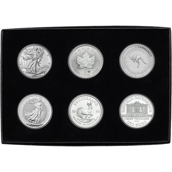 2024 Silver Bullion Coins From Around the World 6pc Set in Gift Box