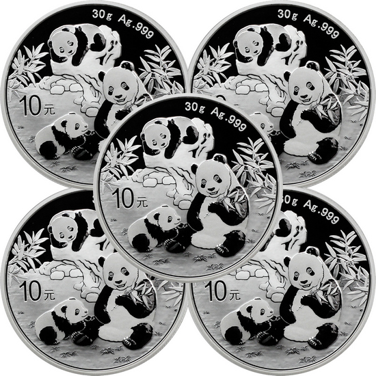 2025 China Silver Panda 30g BU 5pc