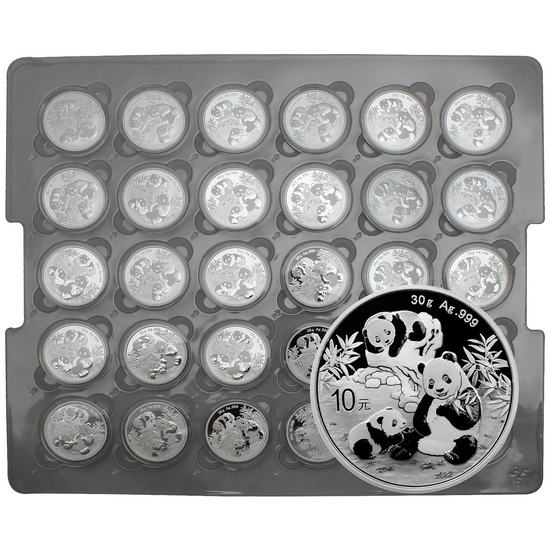 2025 China Silver Panda 30g BU 30pc Sheet