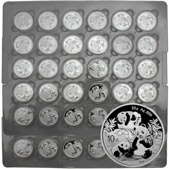 2025 China Silver Panda 30g BU 60pc in Sheets