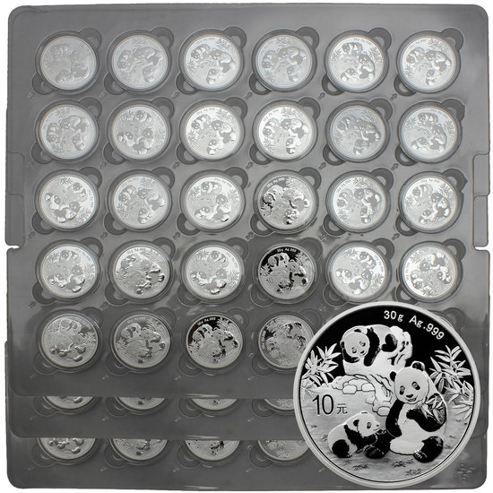 2025 China Silver Panda 30g BU 90pc in Sheets