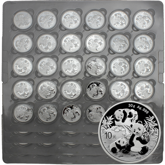 2025 China Silver Panda 30g BU 120pc in Sheets