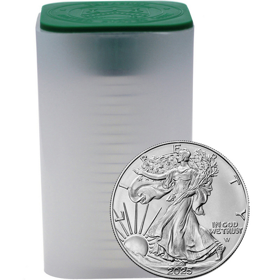 2025 Silver American Eagle BU Coin 20pc in Tube