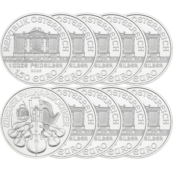 2025 Austria Silver Philharmonic 1oz BU Coin 10pc