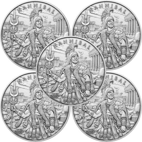 Hannibal Legendary Warriors Series 1oz .999 Silver Medallion 5pc