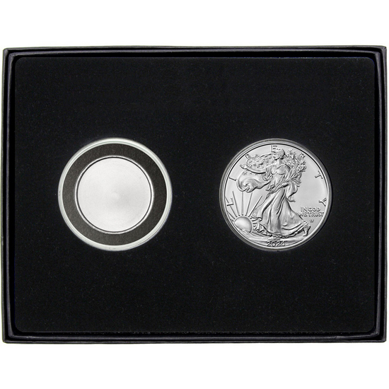 Half Ounce Blank Silver Round and Silver American Eagle 2 Piece Gift Set