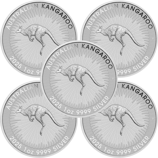 2025 P Australia Silver Kangaroo 1oz BU 5pc