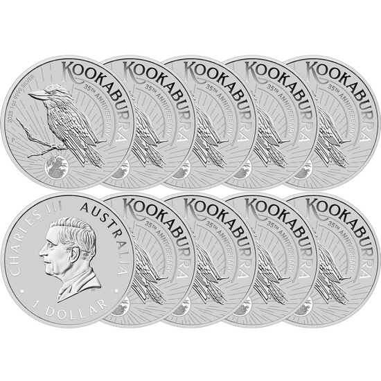 2025 P Australia .9999 Silver Kookaburra 1oz BU 10pc