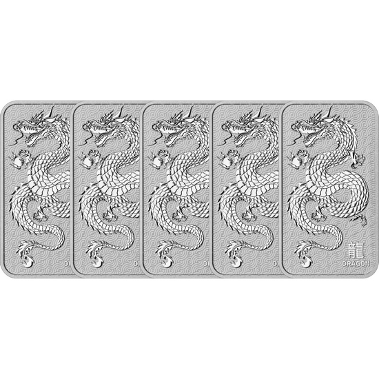 Australia Silver Dragon 1oz Bar 5pc