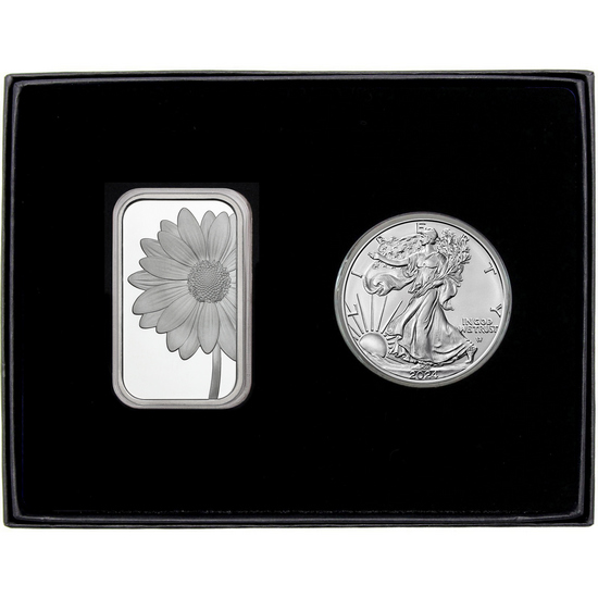 Daisy Silver Bar and Silver American Eagle 2pc Gift Set