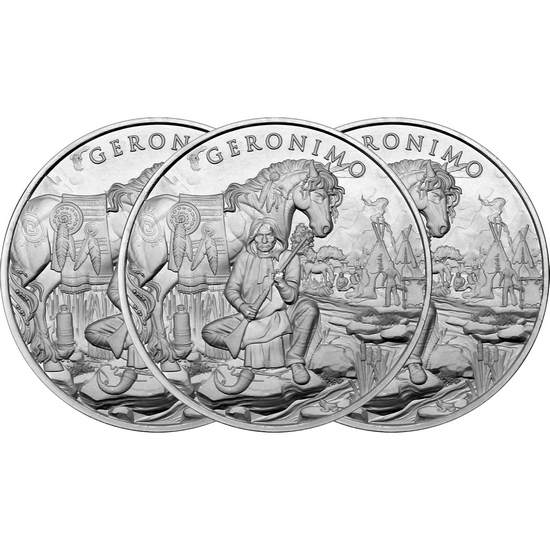 Geronimo Legendary Warriors Series 1oz .999 Silver Medallion 3pc