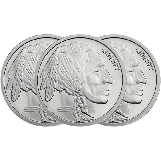 Buffalo Nickel Replica 2oz .9999 Silver Medallion 3pc