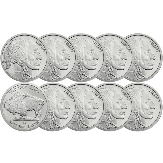 Buffalo Nickel Replica 2oz .9999 Silver Medallion 10pc