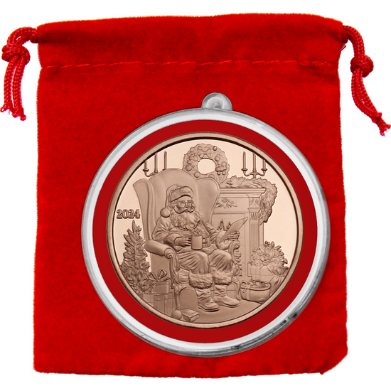 2024 Letters to Santa Copper Medallion with Ornament Capsule and Red Pouch