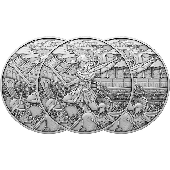 Spartacus Legendary Warriors Series 1oz .999 Silver Medallion 3pc