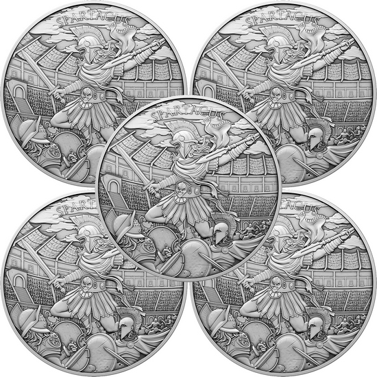 Spartacus Legendary Warriors Series 1oz .999 Silver Medallion 5pc