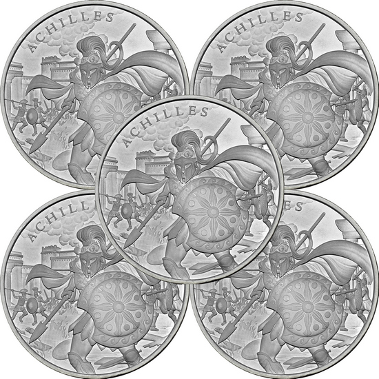 Achilles Legendary Warriors Series 1oz .999 Silver Medallion 5pc